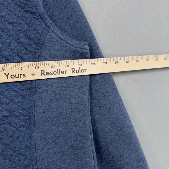 L.L.Bean Sweater Womens Large Tall LT Quilted 1/4 Zip Pullover Fleece Pockets - Picture 11 of 13